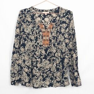 Skies Are Blue Boho Beaded Blouse EUC Small